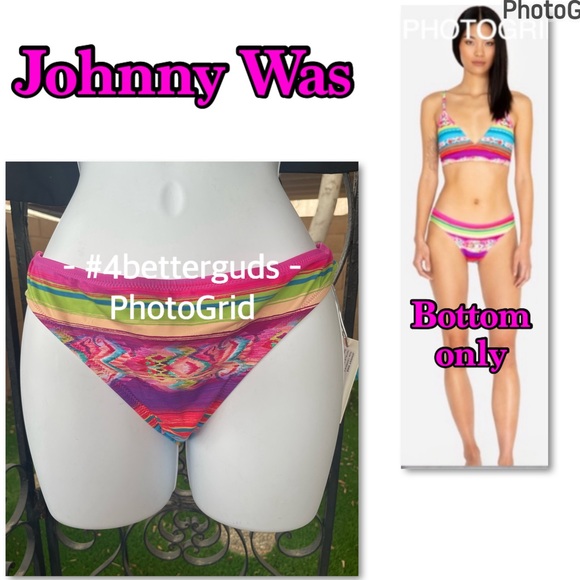 NEW Johnny Was Natalia Hipster Colorful Abstract Print Bikini Bottom Size LG 12 - Picture 16 of 16